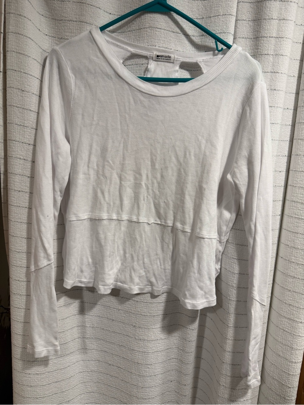LAmade White Long Sleeve Ribbed Seam Top